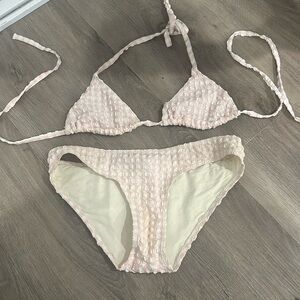 Solid and striped poplin bikini